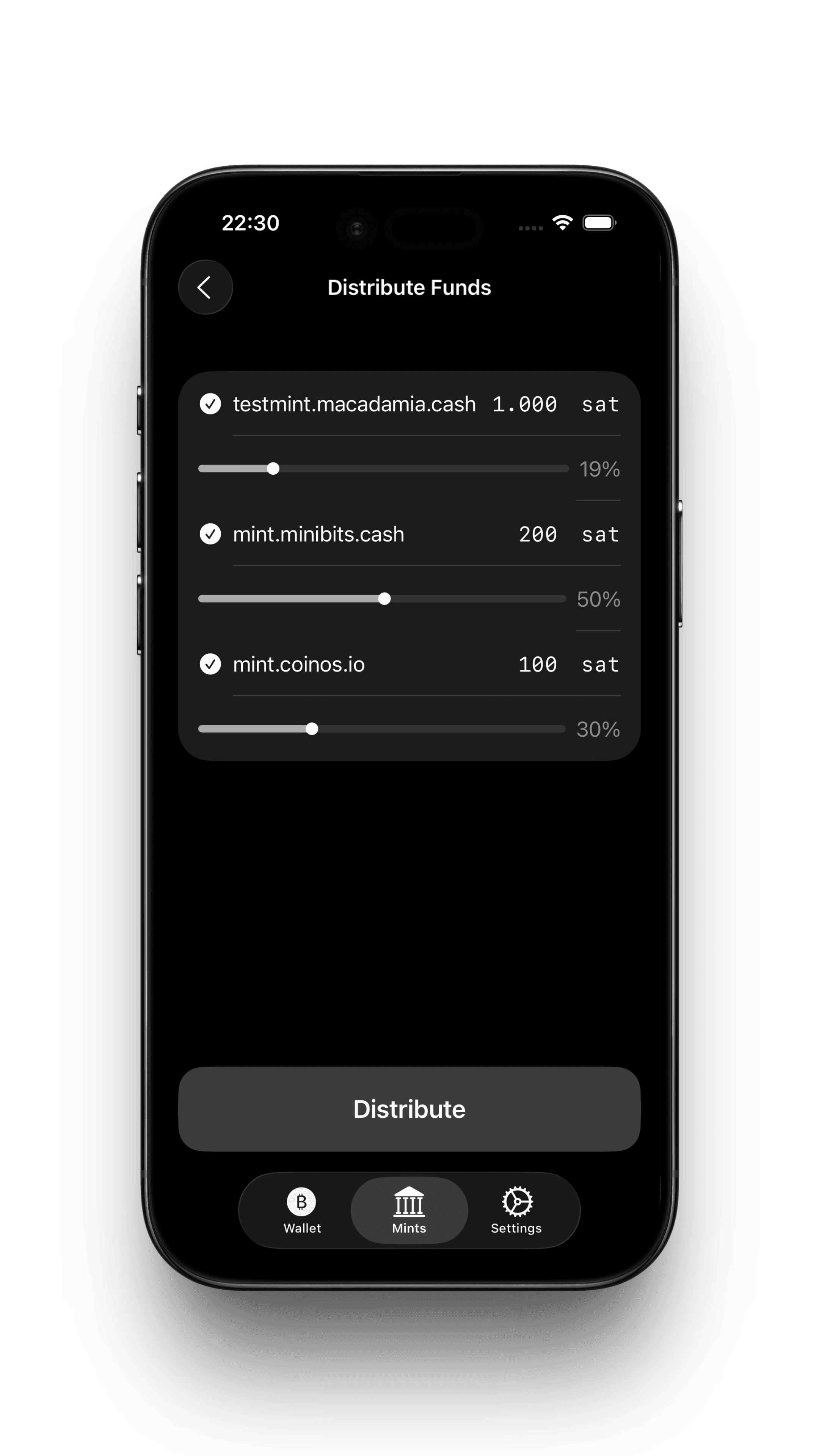 Distribute funds across mints